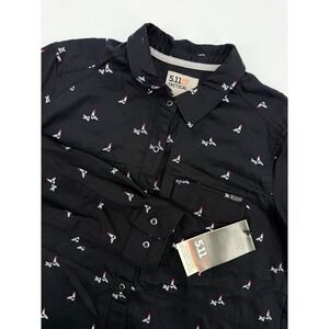 511‎ Tactical Shirt Womens Medium Black Femme Fatale Lipstick Button NEW Read